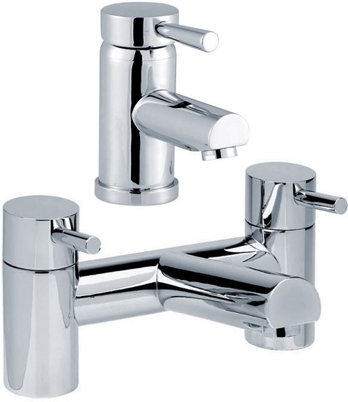 Basin Mixer & Bath Filler Tap Set (Chrome). additional image