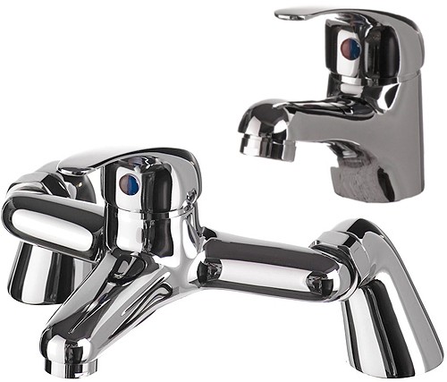 Basin Mixer & Bath Filler Tap Set (Chrome). additional image