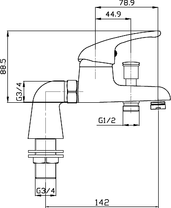 Bath Shower Mixer Tap With Shower Kit (Chrome). additional image