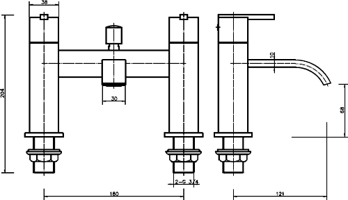 Basin & Bath Shower Mixer Tap Set (Free Shower Kit). additional image