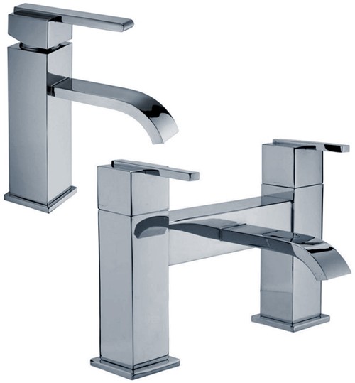 Basin Mixer & Bath Filler Tap Set (Chrome). additional image