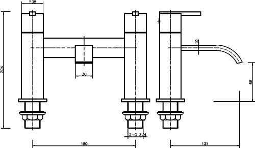 Basin Mixer & Bath Filler Tap Set (Chrome). additional image