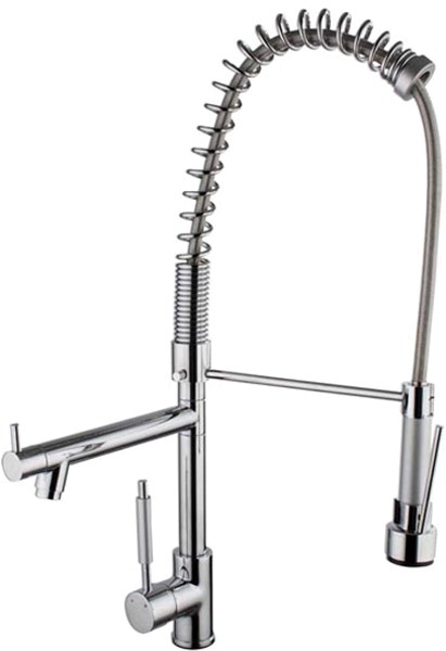 Professional kitchen tap with rinser and swivel spout. 750mm High. additional image