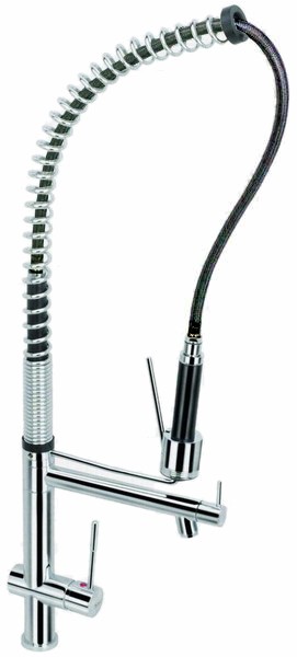 Professional tall kitchen tap with rinser and swivel spout. 750mm High. additional image