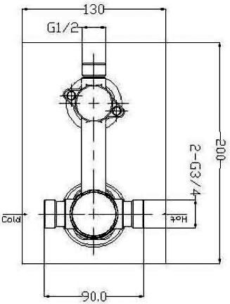 Twin Thermostatic Shower Valve, Ceiling Arm & Round Head. additional image