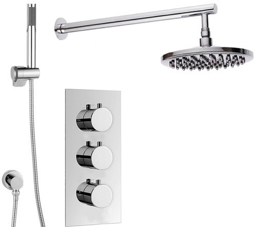 Triple Thermostatic Shower Set, Handset & Round Head. additional image