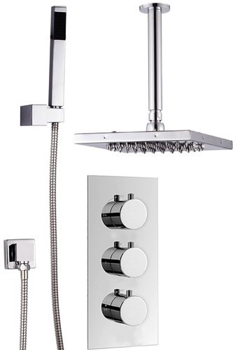 Triple Thermostatic Shower Set, Handset & Square Head. additional image