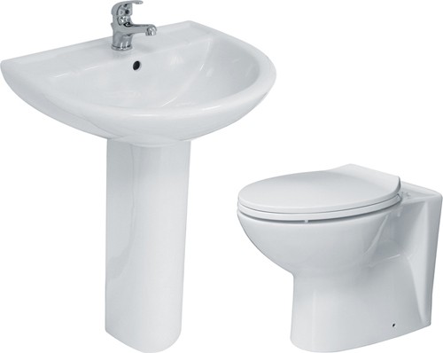 3 Piece Bathroom Suite With Back To Wall Toilet, Basin & Pedestal. additional image