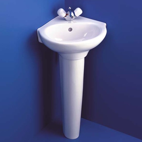 1 Tap Hole Corner Basin And Pedestal. 450mm. additional image