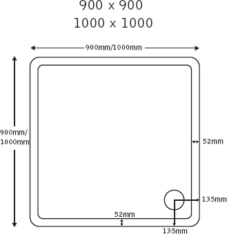 Slimline Square Shower Tray. 1000x1000x40mm. additional image