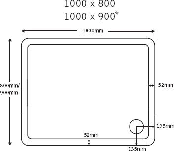 Slimline Rectangular Shower Tray. 1000x800x40mm. additional image