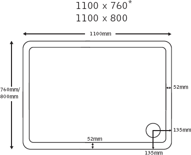 Slimline Rectangular Shower Tray. 1100x800x40mm. additional image