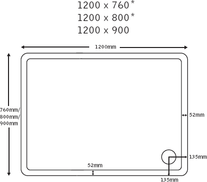 Slimline Gloss Rectangular Shower Tray. 1200x800x40mm. additional image