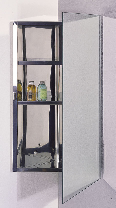 Arklow stainless steel corner mirror bathroom cabinet. additional image