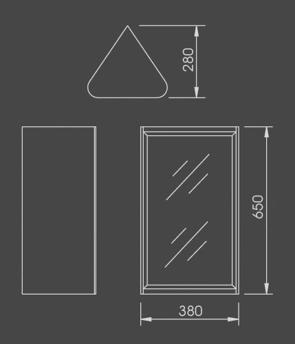 Arklow stainless steel corner mirror bathroom cabinet. additional image