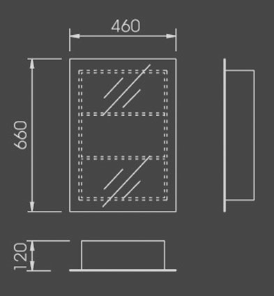 Austin mirror bathroom cabinet, sliding door.  460-860mm. additional image