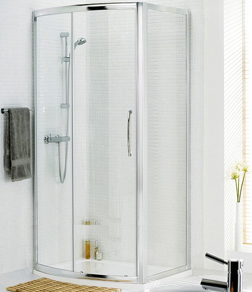 1200x700 Bow Fronted Shower Enclosure & Tray (Silver). additional image