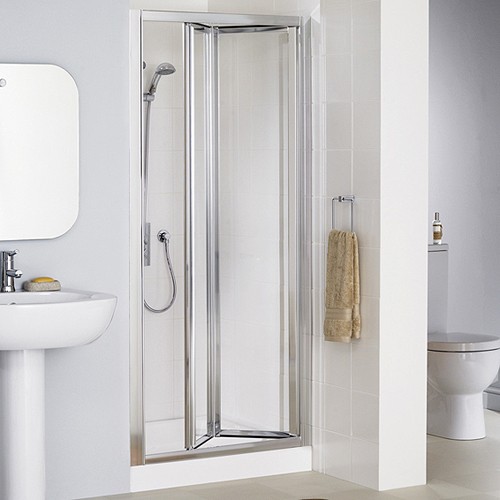 900mm Framed Bi-Fold Shower Door (Silver). additional image