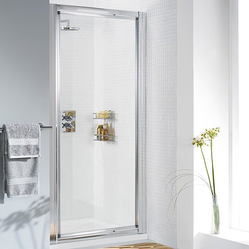 800mm Framed Pivot Shower Door (Silver). additional image