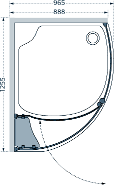 Left Hand 1255x965 Compartment Shower Enclosure & Tray. additional image