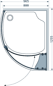 Right Hand 1255x965 Compartment Shower Enclosure & Tray. additional image