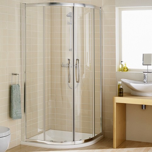 1000mm Quadrant Shower Enclosure & Tray (Silver). additional image