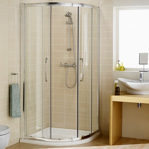 1000mm Quadrant Shower Enclosure & Tray (Silver). additional image