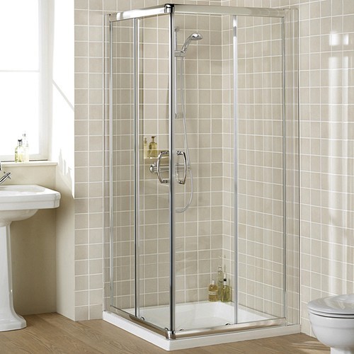 900mm Square Shower Enclosure & Tray (Silver). additional image