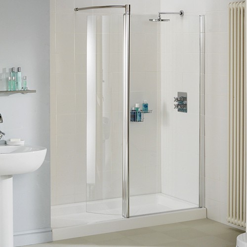 1000mm Glass Shower Screen With Swivel Glass Panel (Silver). additional image