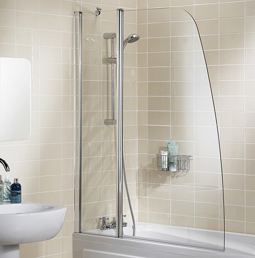 1175x1400 Sculpted Bath Screen With Fixed Panel (Silver). additional image