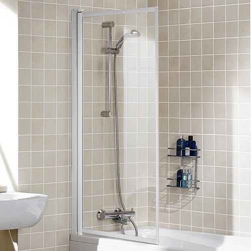 760x1400 Framed Bath Screen (White). additional image