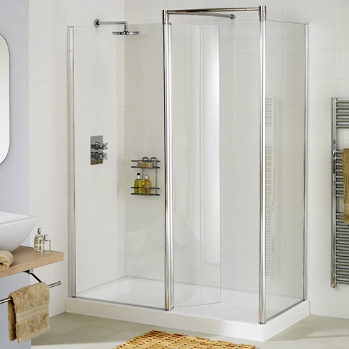 Right Hand 1400x700 Walk In Shower Enclosure (Silver). additional image