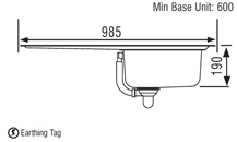 1.0 bowl stainless steel kitchen sink with left hand drainer. additional image