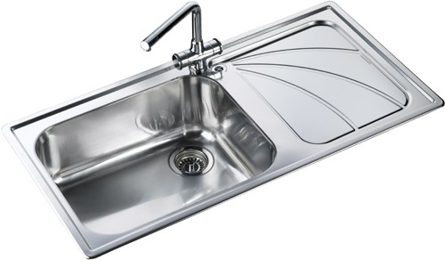 1.0 bowl stainless steel kitchen sink with right hand drainer. additional image