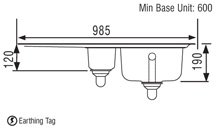 1.5 bowl stainless steel kitchen sink with left hand drainer. additional image