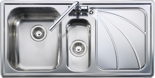 1.5 bowl stainless steel kitchen sink with right hand drainer. additional image