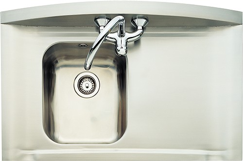 1.0 Bowl Stainless Steel Sink, Right Hand Drainer. additional image