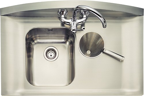 1.25 Bowl Stainless Steel Sink, Right Hand Drainer. additional image