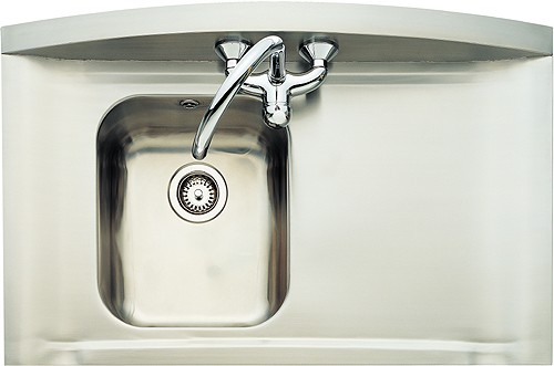 1.0 Bowl Stainless Steel Sink, Right Hand Drainer. 665mm. additional image