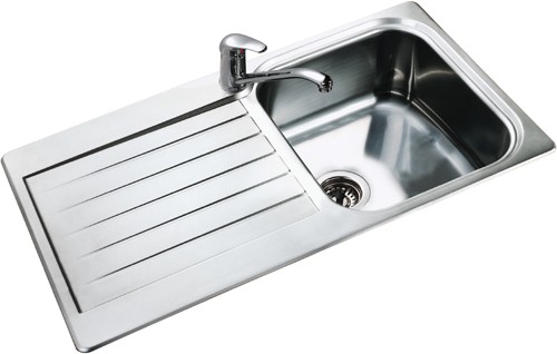 Seattle 1.0 bowl stainless steel kitchen sink. Reversible. additional image