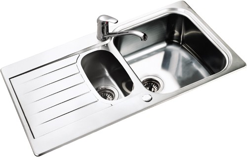 Seattle 1.5 bowl stainless steel kitchen sink. Reversible. additional image