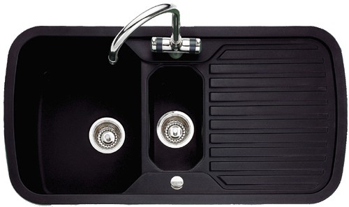 1.5 Bowl Black Sink With Chrome Tap & Waste. additional image
