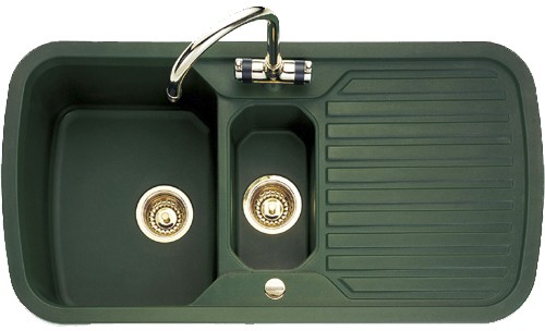 1.5 Bowl Green Sink With Brass Tap & Waste. additional image