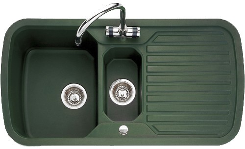 1.5 Bowl Green Sink With Chrome Tap & Waste. additional image