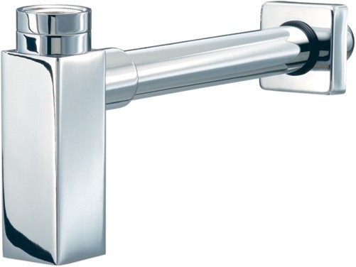 1 1/4" Square Bottle Trap & 300mm Tube (Chrome). additional image