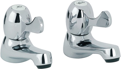 Basin Taps With Lever Handles (Pair, Chrome). additional image