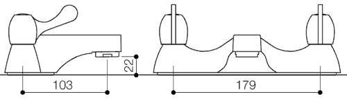 Bath Filler Tap With Lever Handles (Chrome). additional image