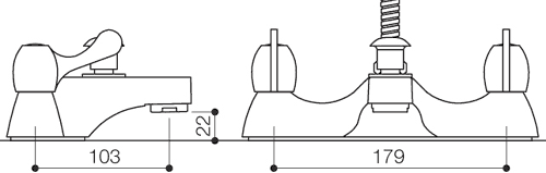 Bath Shower Mixer Tap With Lever Handles & Shower Kit. additional image