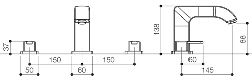 3 Tap Hole Bath Filler Tap (Chrome). additional image