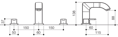 3 Tap Hole Basin Mixer Tap With Click-Clack Waste (Chrome). additional image